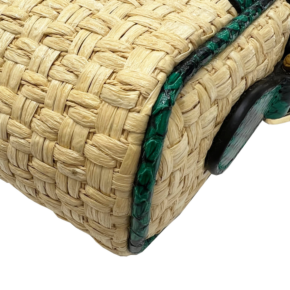 Gucci Ophidia Shoulder Bag Straw Python Green Bei… - image 6